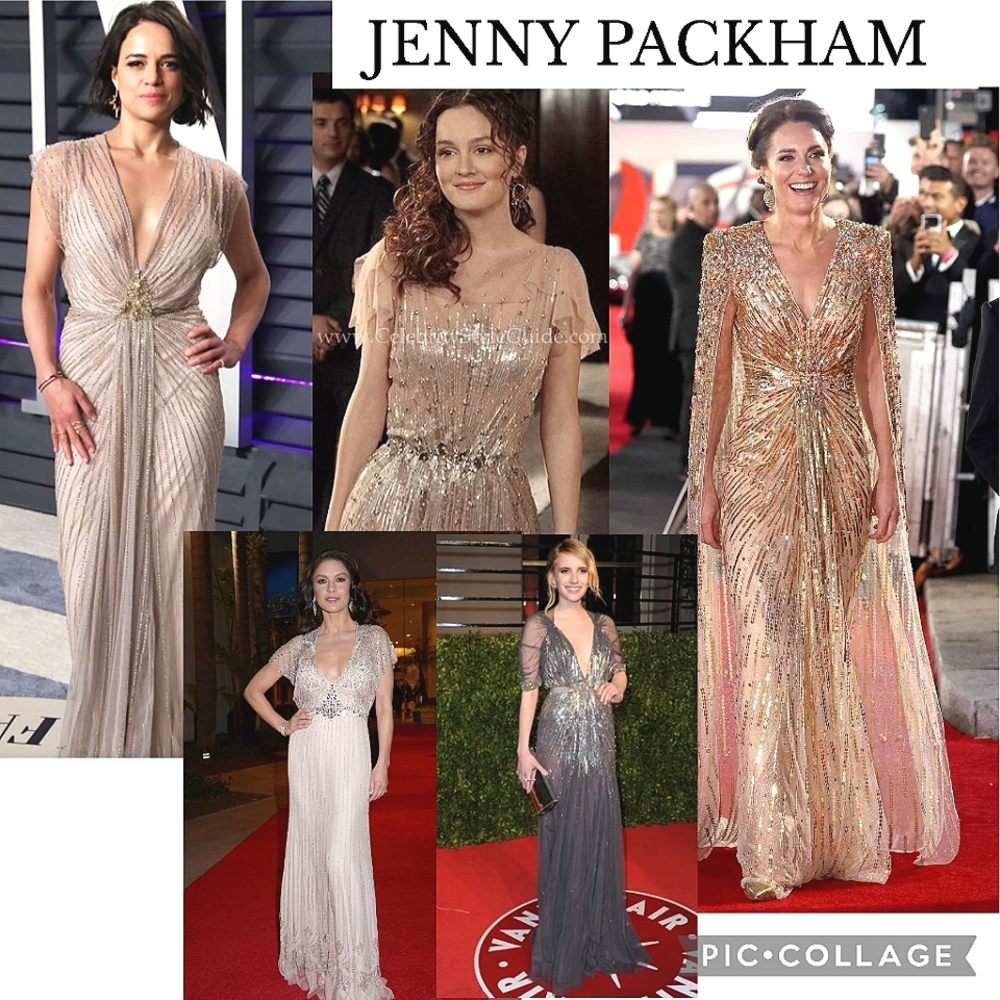 $4625 WOW FACTOR Jenny Packham Embellished Sequins and crystal Beaded Tulle Gown